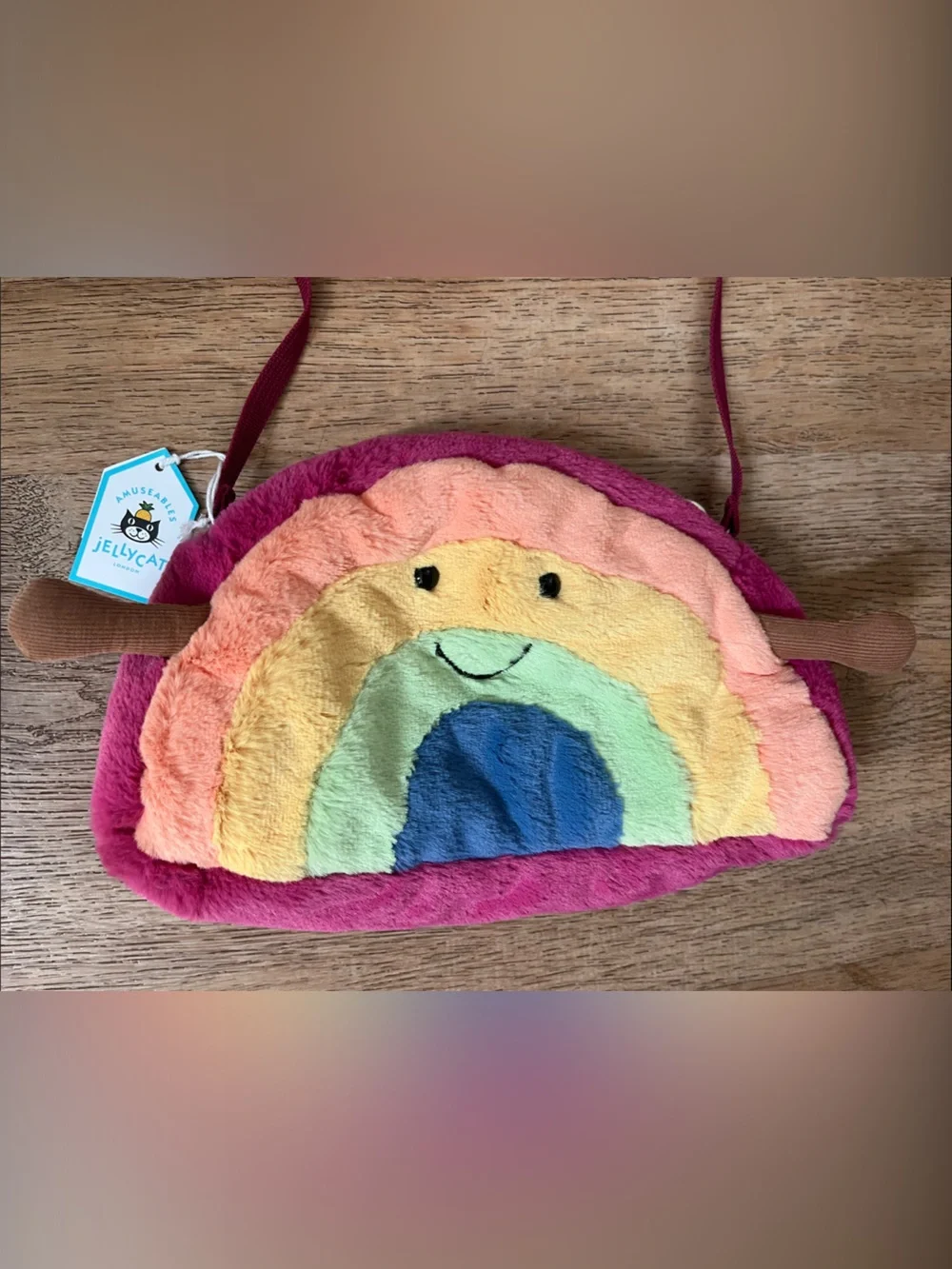 Jellycat Multicolor Plush Rainbow Crossbody Bag in Pink